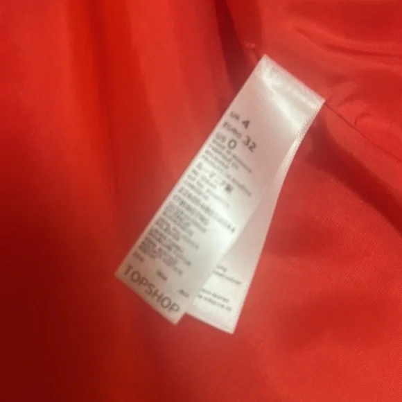 Topshop Croco Embossed High Hip Bright Orange Blazer  Size 0 - Picture 7 of 8